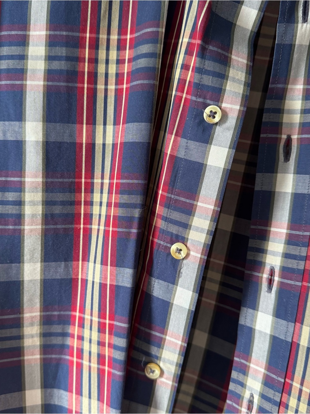 Carolina Herrera Navy and Red Plaid Button-Down Shirt - Picture 4 of 4